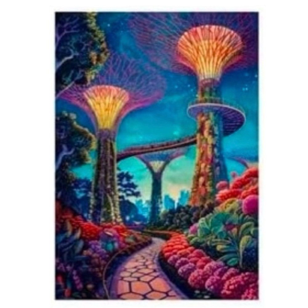 Fantasy Glowing Garden Diamond Painting Kit 30x40cm DIY Art Pink Purple